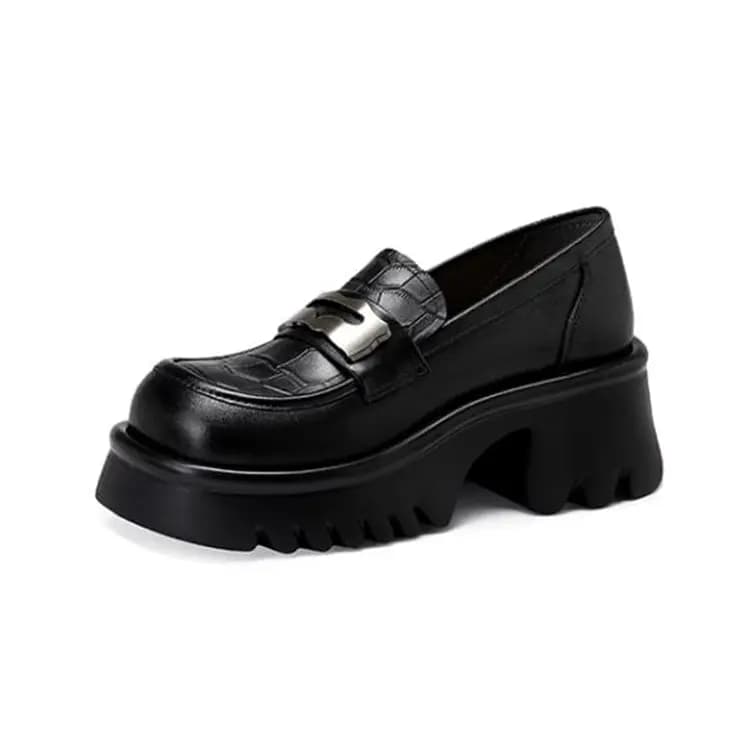 JESSICA SOPHIA Round Toe Thick Sole Comfortable Versatile Heightening Slip-Resistant Loafers Women's 6