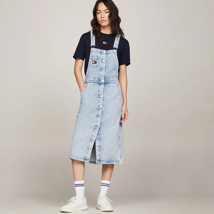 Tommy Hilfiger Qadın Denim Uzun Ətək Mavi 5