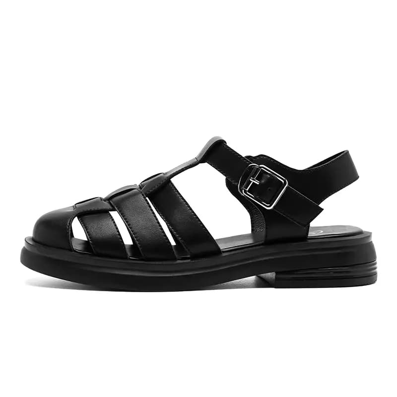 AGSDON Second Layer Leather Fashion Woven Casual Roman Sandals Women's 7