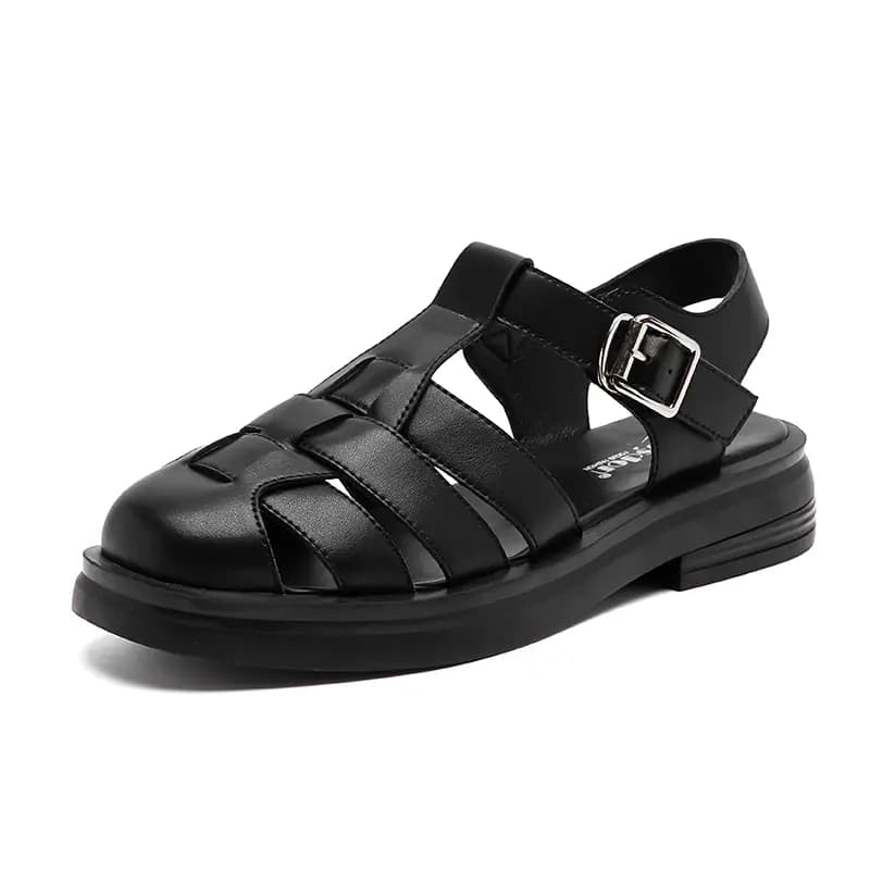 AGSDON Second Layer Leather Fashion Woven Casual Roman Sandals Women's 8