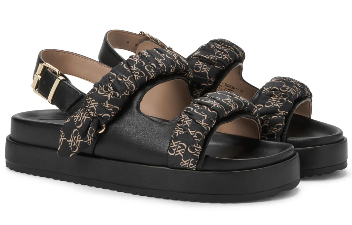 CHARLES&KEITH Small CK Strap Sandals 4cm Women's Chalk White/Black 6