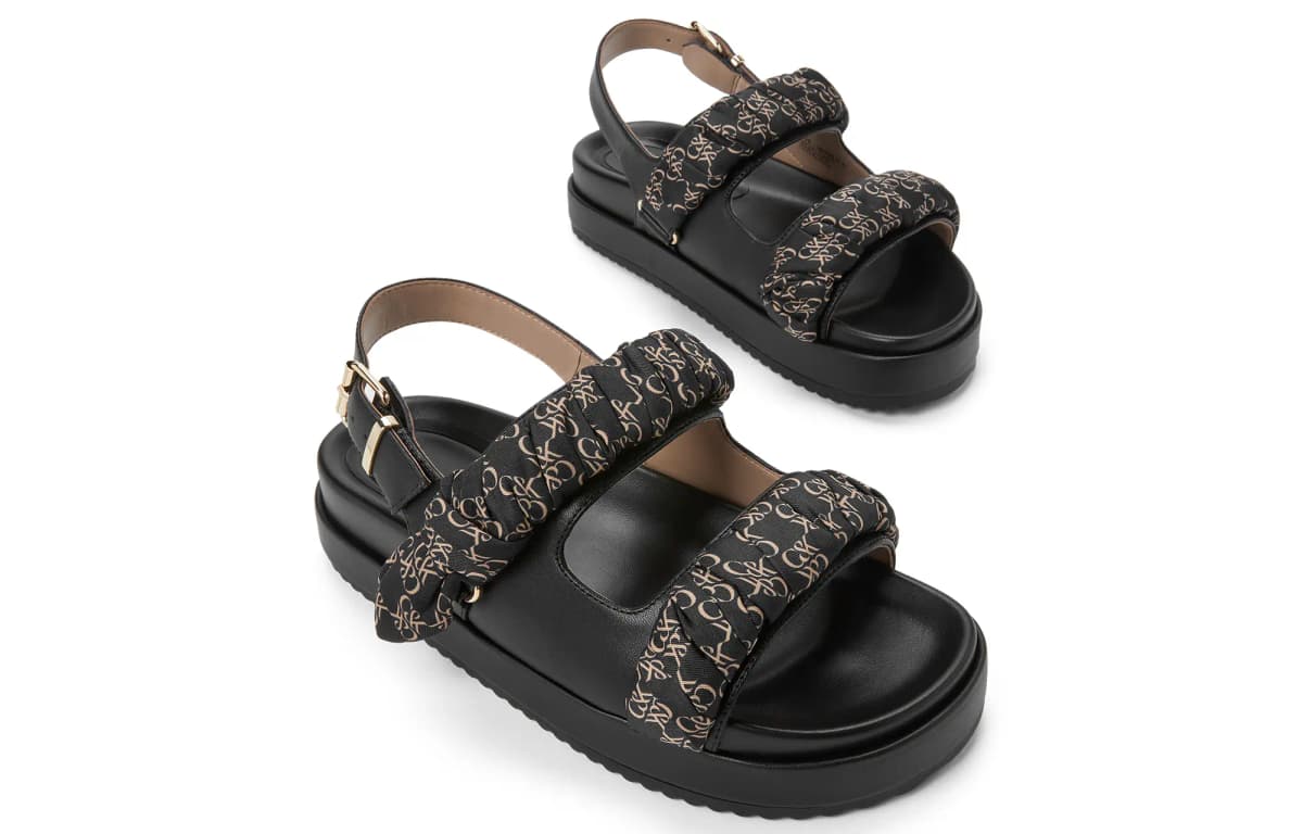 CHARLES&KEITH Small CK Strap Sandals 4cm Women's Chalk White/Black 7