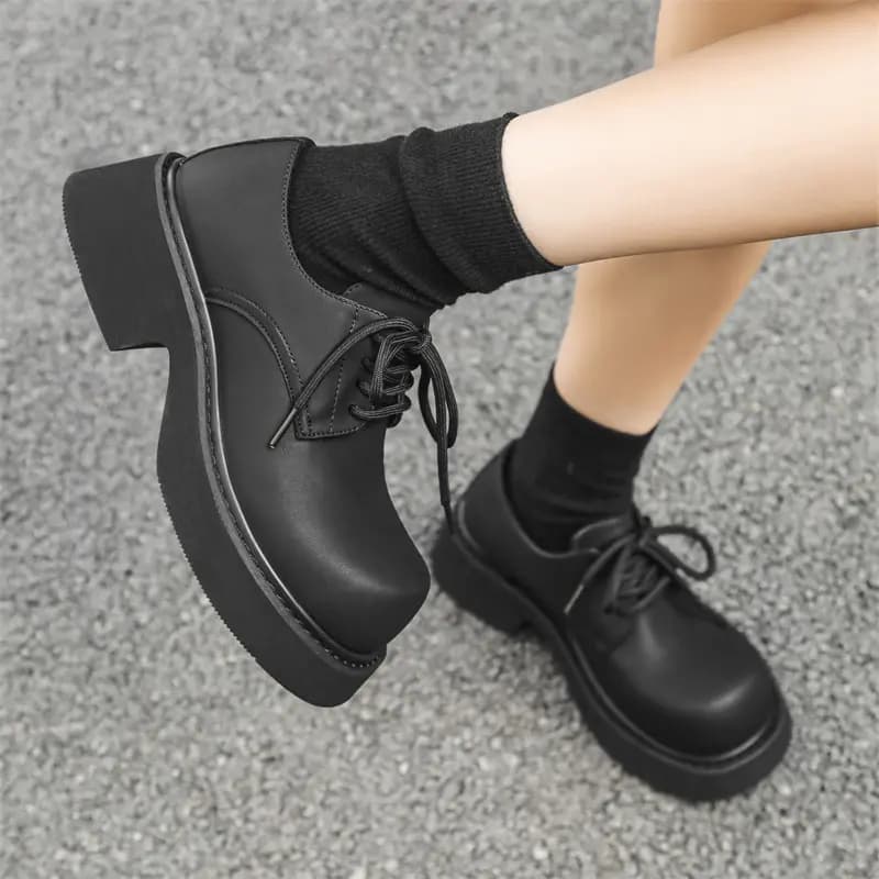 V ZERO FIVE Oversized Derby Shoes Casual Shoes Unisex Black British 5