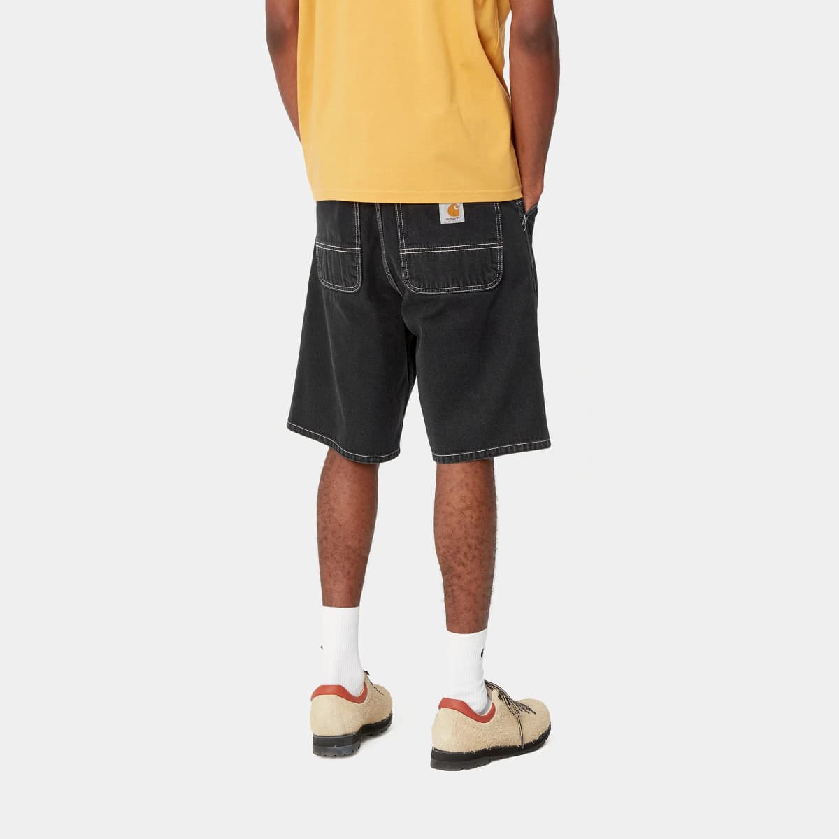 Carhartt WIP SS24 Simple Short Kişi Denim Şortu Yuyulmuş Qara 5