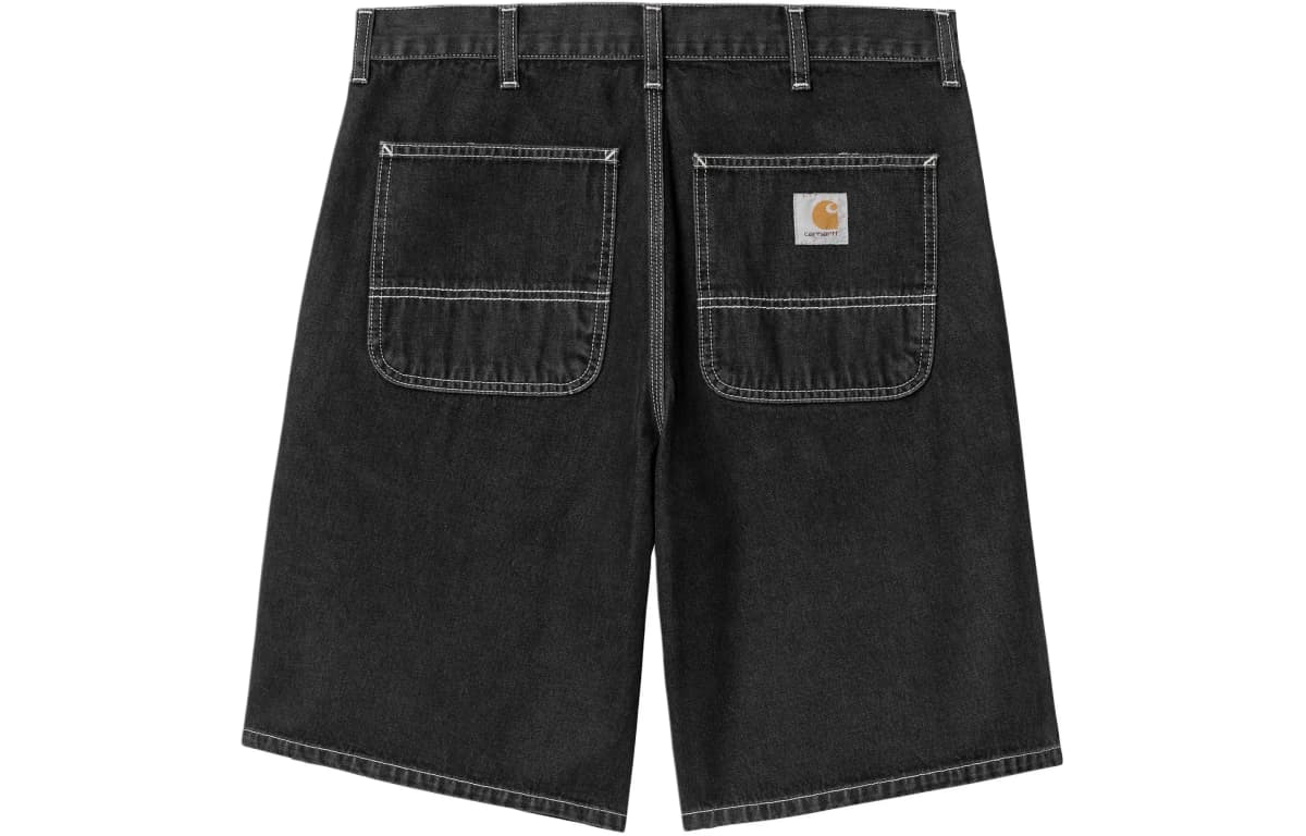 Carhartt WIP SS24 Simple Short Kişi Denim Şortu Yuyulmuş Qara 2