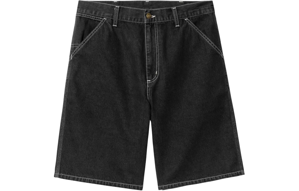 Carhartt WIP SS24 Simple Short Kişi Denim Şortu Yuyulmuş Qara