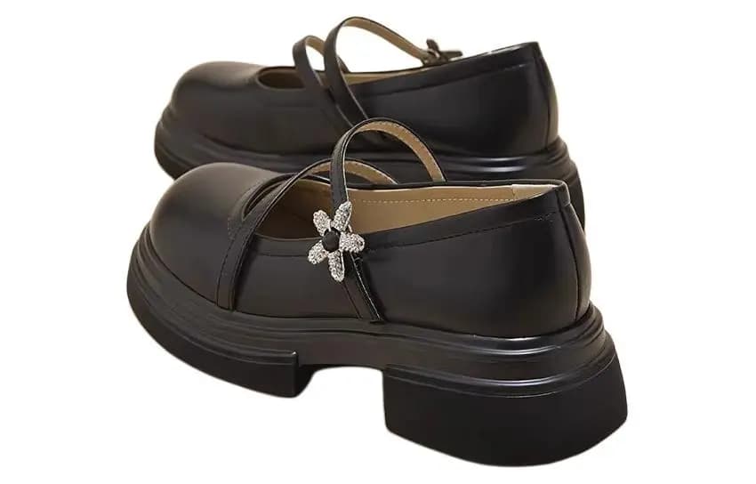 JOSINY Chunky Heel Mary Jane Shoes Women's Black 5