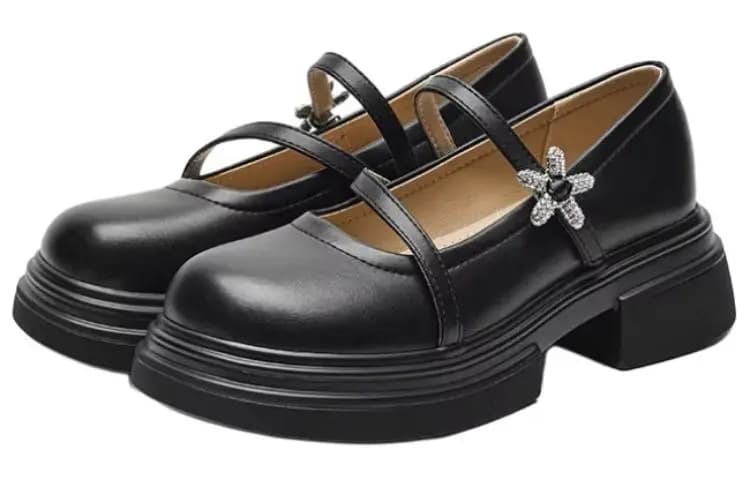 JOSINY Chunky Heel Mary Jane Shoes Women's Black 3