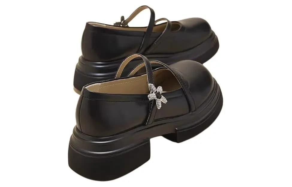 JOSINY Chunky Heel Mary Jane Shoes Women's Black 6