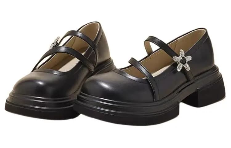 JOSINY Chunky Heel Mary Jane Shoes Women's Black 4
