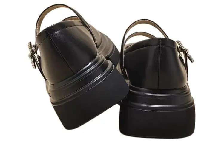 JOSINY Chunky Heel Mary Jane Shoes Women's Black 8