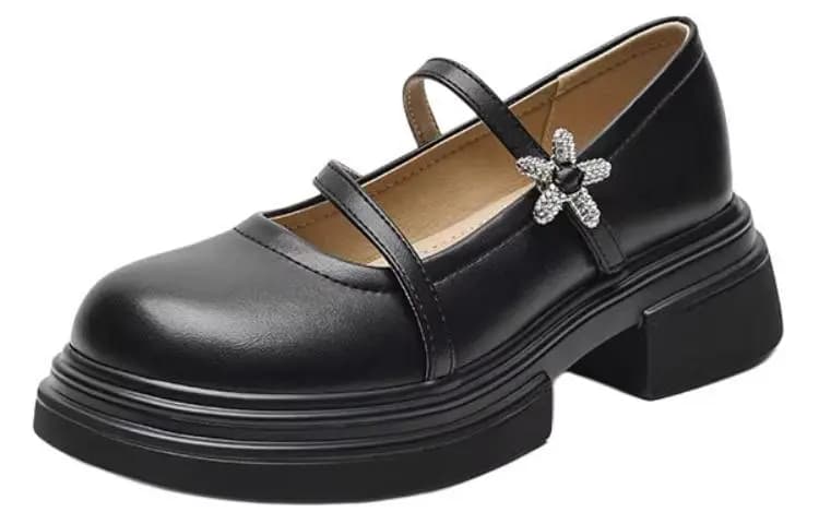JOSINY Chunky Heel Mary Jane Shoes Women's Black 2