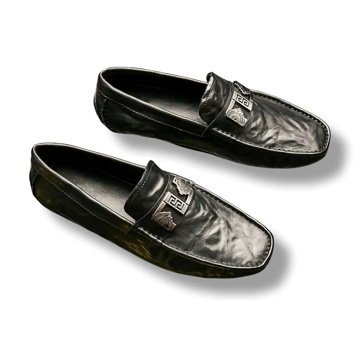 Brounvanm Top Layer Leather Comfortable Lightweight Genuine Leather Loafers Men's Black 6