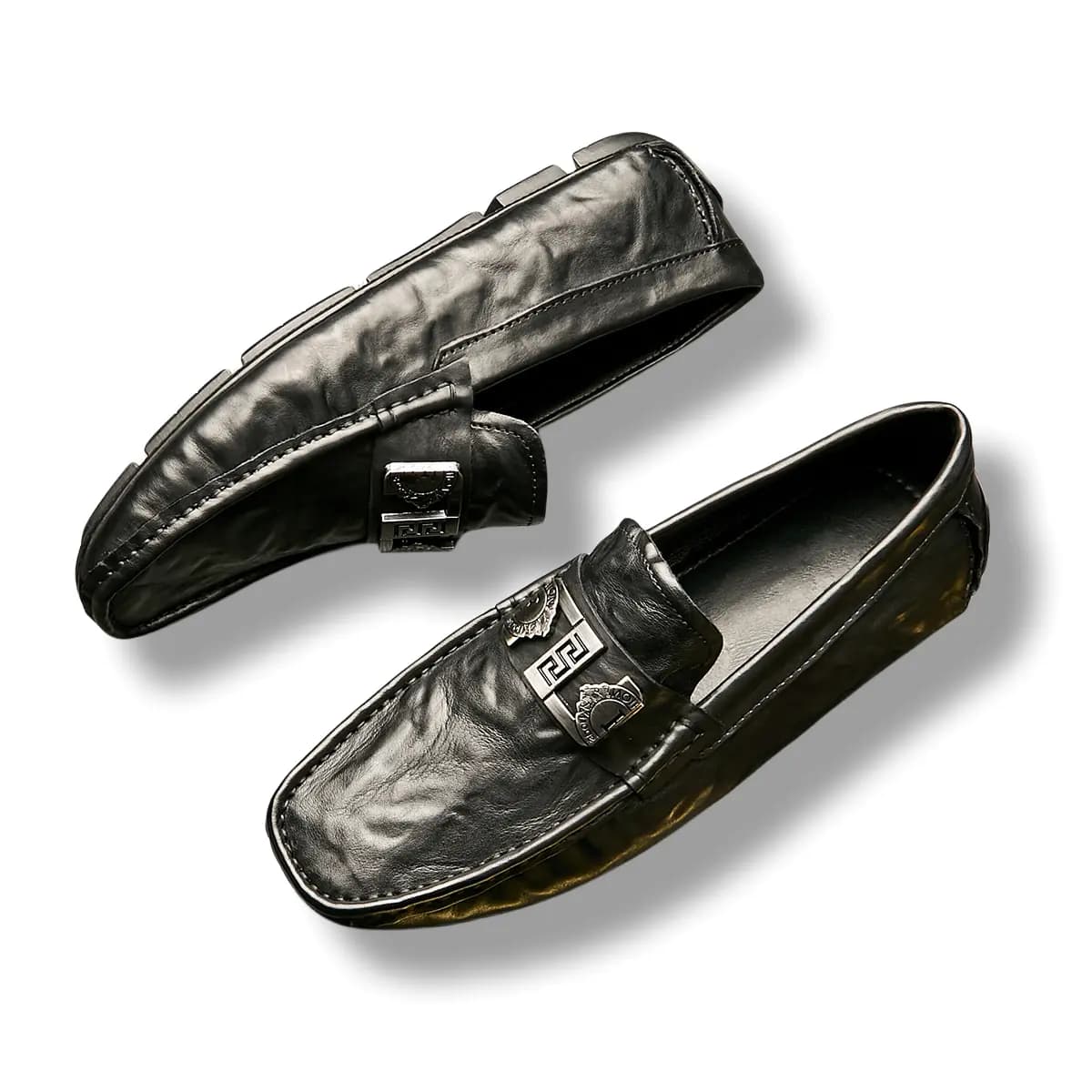 Brounvanm Top Layer Leather Comfortable Lightweight Genuine Leather Loafers Men's Black 4