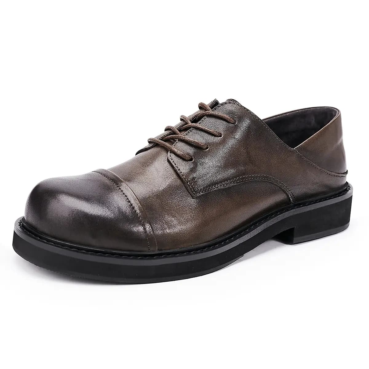 Brounvanm Top Layer Cowhide Business British Style Lace-Up Youth Casual Shoes Men's 2