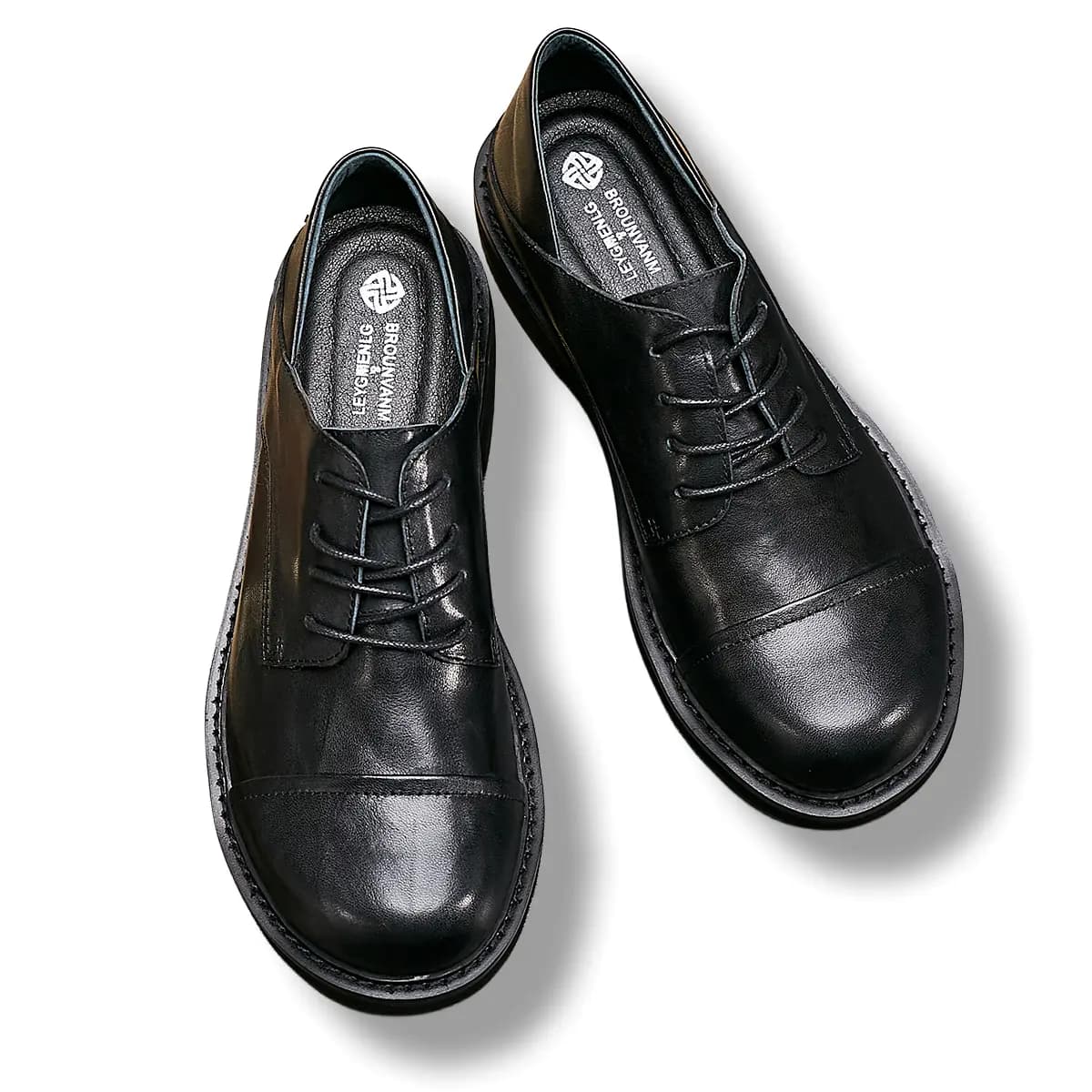 Brounvanm Top Layer Cowhide Business British Style Lace-Up Youth Casual Shoes Men's 7