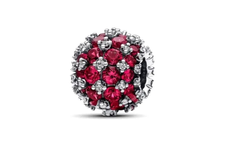 Pandora Round Design Pave Charm Unisex Qırmızı 2