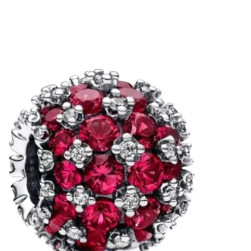 Pandora Round Design Pave Charm Unisex Qırmızı 3