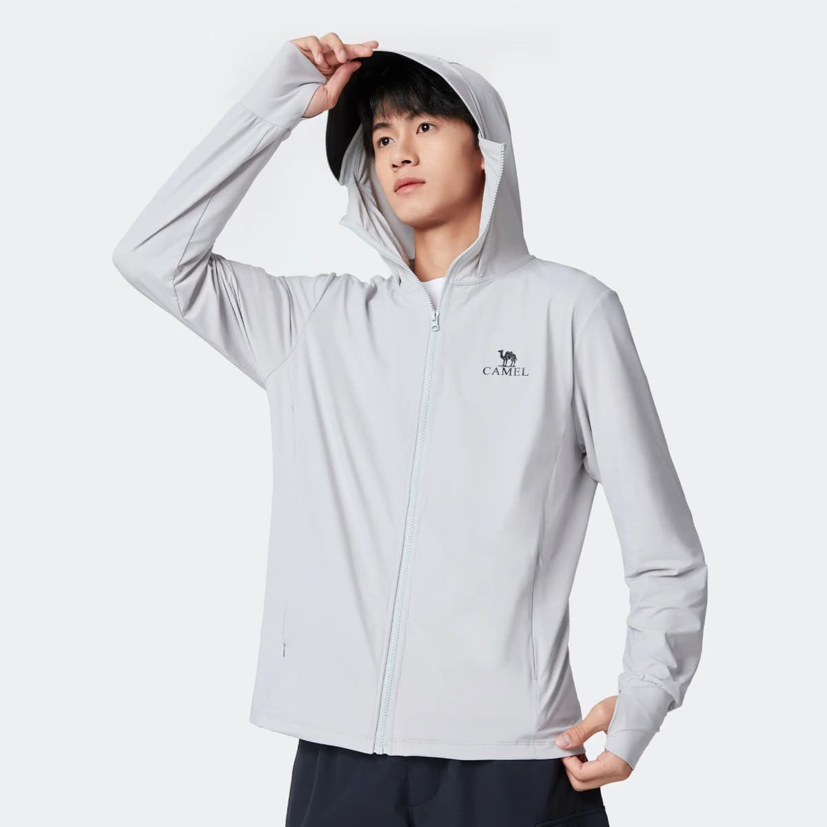 Camel Ice Shadow Series UPF100+ Anti-UV Breathable Thin Original Yarn Quick-Dry Elastic Sun Protection Jacket Men's 17