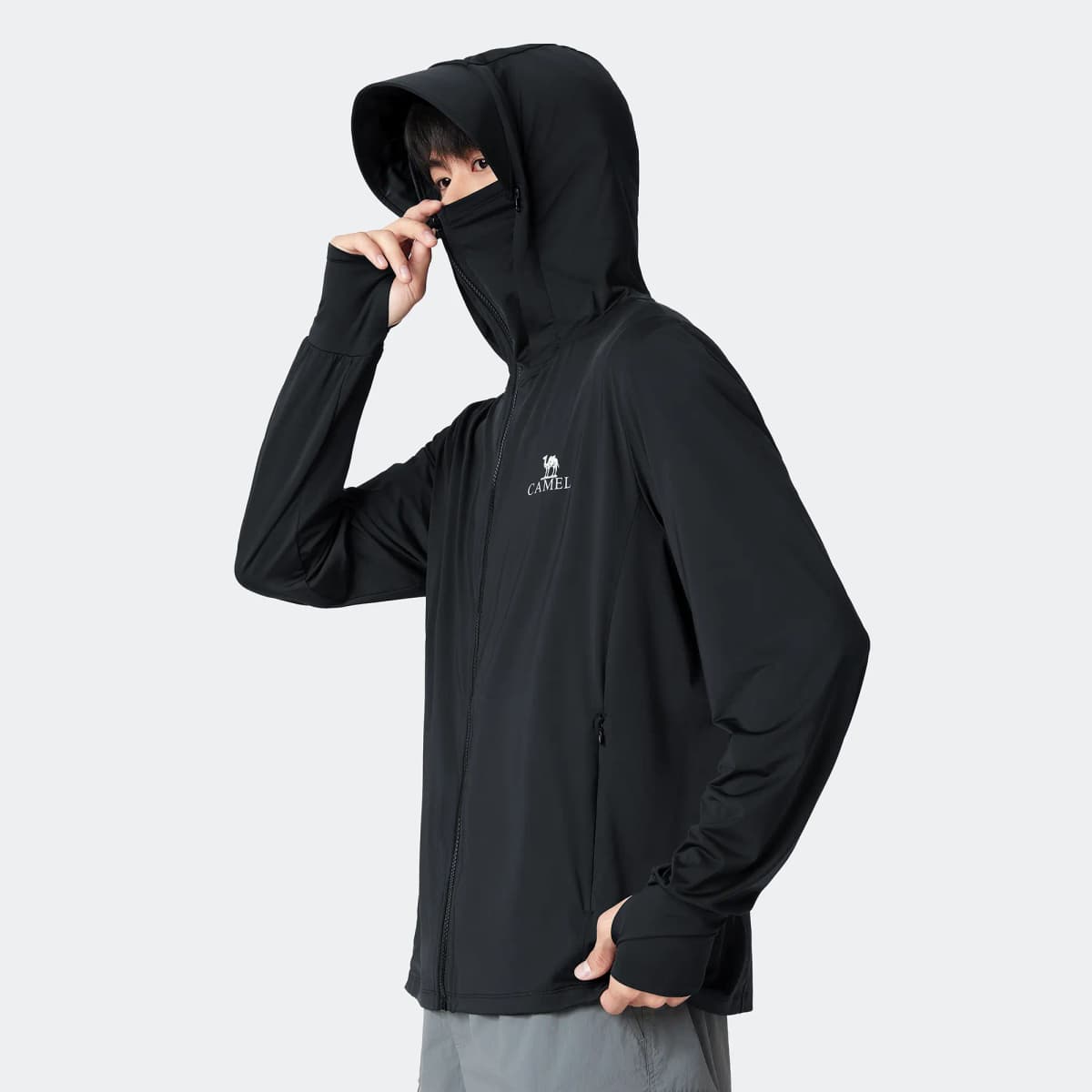 Camel Ice Shadow Series UPF100+ Anti-UV Breathable Thin Original Yarn Quick-Dry Elastic Sun Protection Jacket Men's 5
