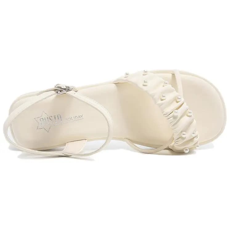 DUSTO PU Comfortable Lightweight Breathable Versatile Height-Increasing One-Strap Sandals Women's 4