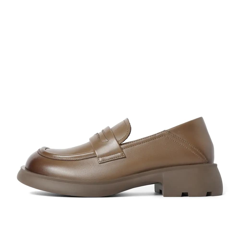 BELLE Loafers 3.5CM Women's Black Beige Brown