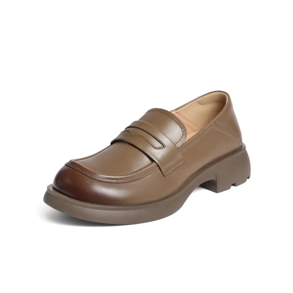 BELLE Qadın Loafer Ayaqqabısı 3.5sm Qara/Bej/Qəhvəyi 2