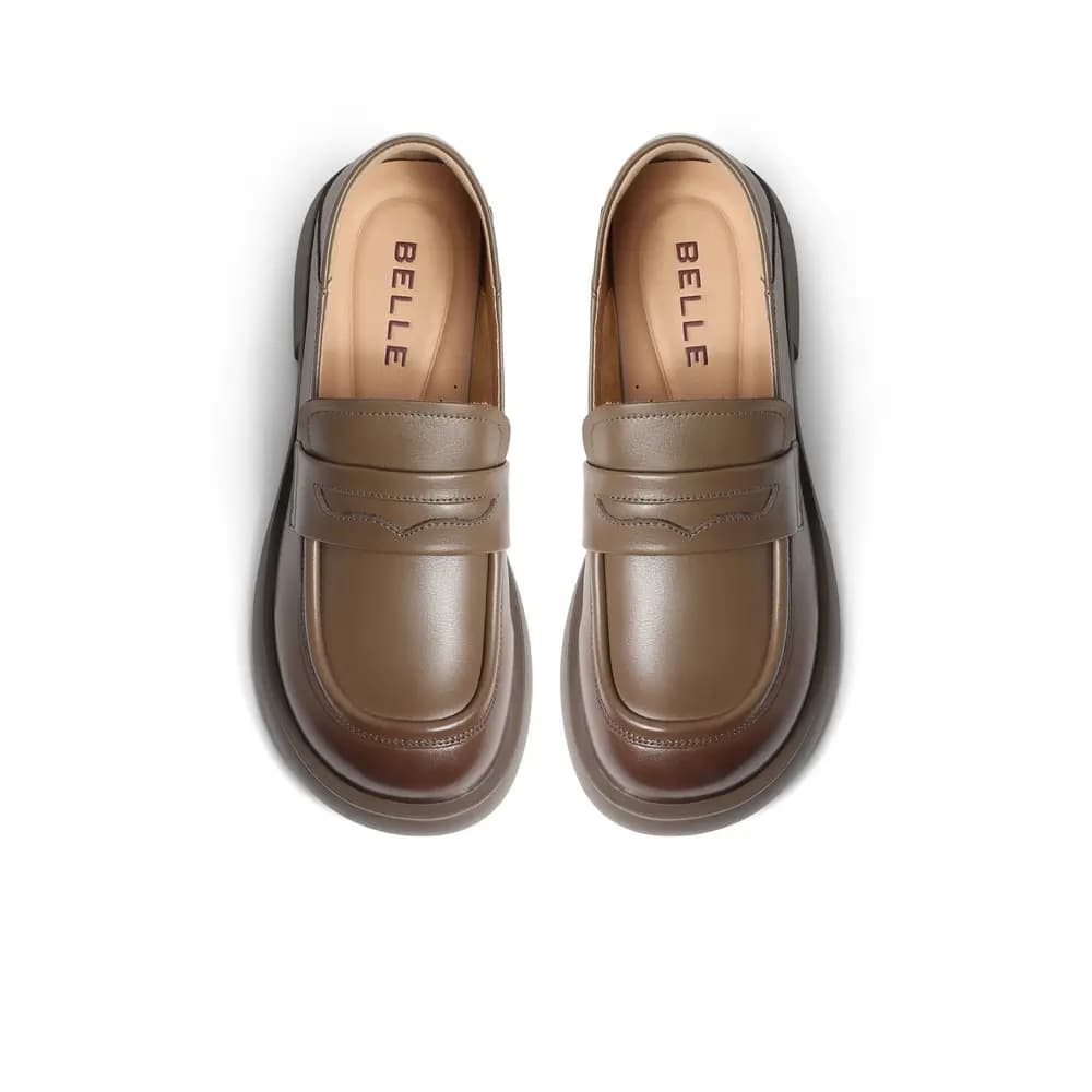 BELLE Qadın Loafer Ayaqqabısı 3.5sm Qara/Bej/Qəhvəyi 3