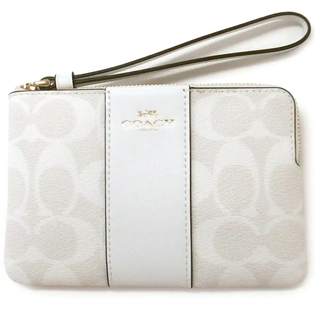 COACH Wristlet Qadın Klutç Qızılı/Ağ 4