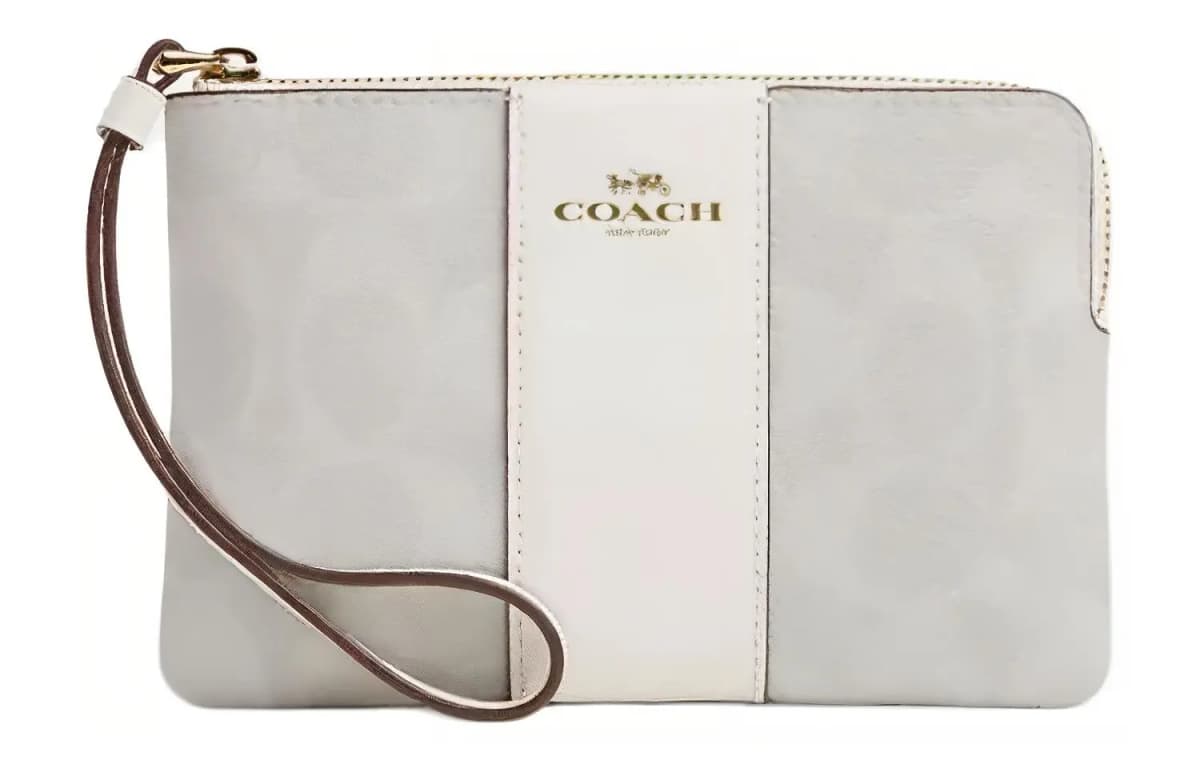 COACH Wristlet Qadın Klutç Qızılı/Ağ
