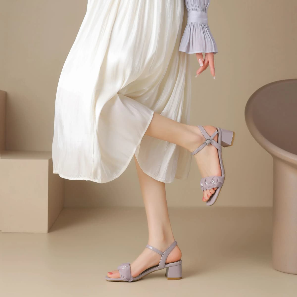 JOSINY Strap Sandals 5cm Women's Ecru/Light Purple 12