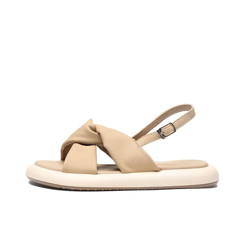 ZHR PU Simple Versatile Back Lace-Up One-Strap Sandals Women's 8