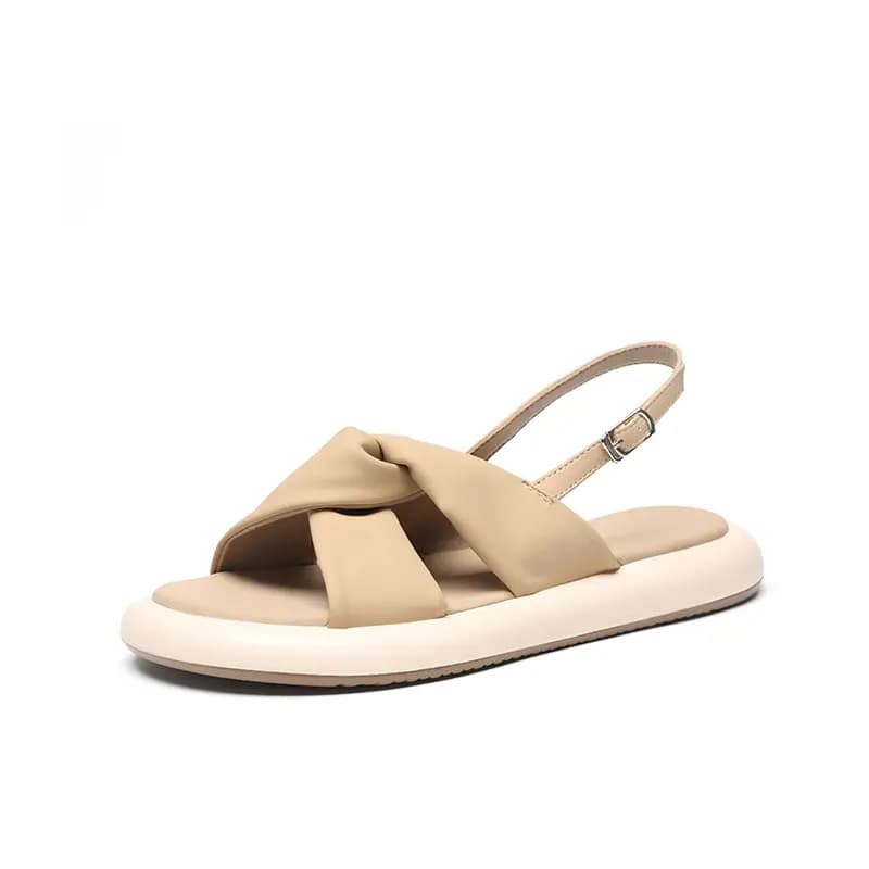 ZHR PU Simple Versatile Back Lace-Up One-Strap Sandals Women's 7