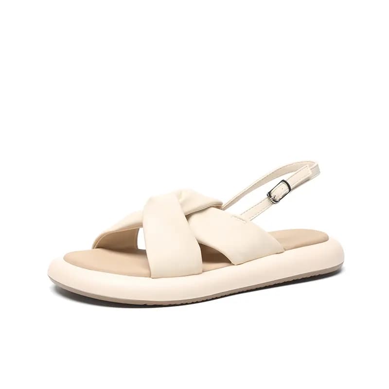 ZHR PU Simple Versatile Back Lace-Up One-Strap Sandals Women's 2