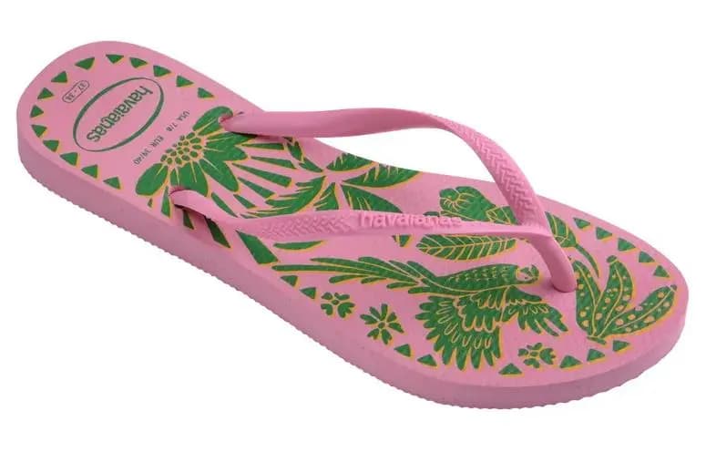 Havaianas Slip Resistant Flip Flops Women's Pink Green 2