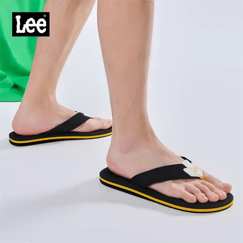 Lee EVA Rubber Sole Stitching Slip Resistant Flip Flops Men's Black 9