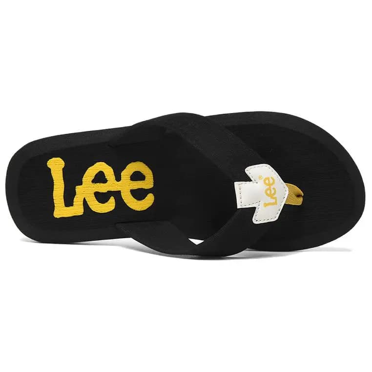 Lee EVA Rubber Sole Stitching Slip Resistant Flip Flops Men's Black 4