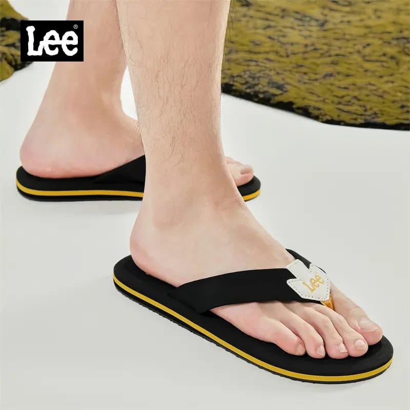 Lee EVA Rubber Sole Stitching Slip Resistant Flip Flops Men's Black 8