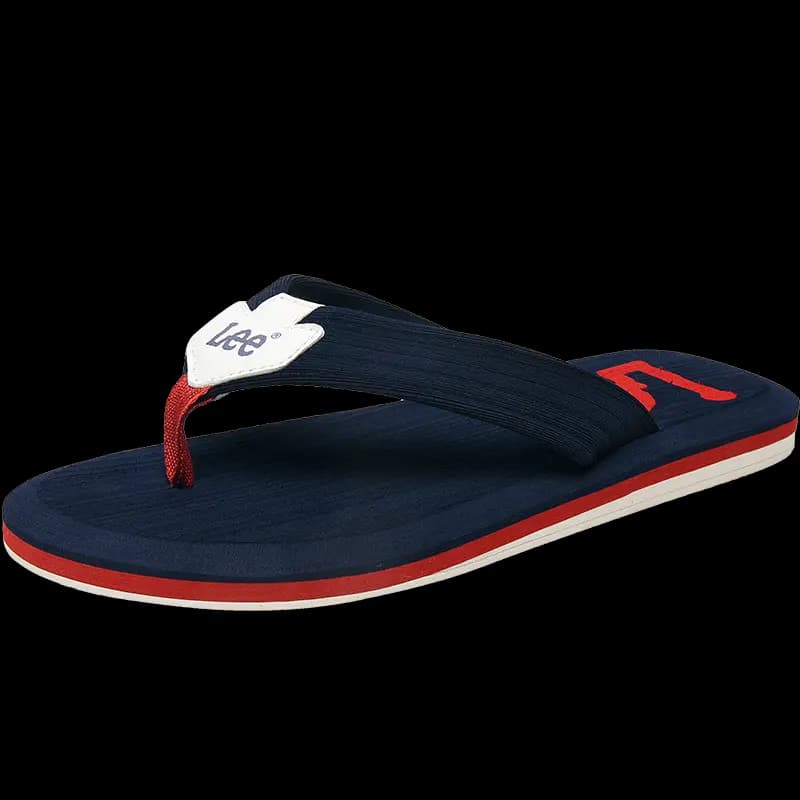 Lee EVA Rubber Sole Stitching Slip Resistant Flip Flops Men's Black 21