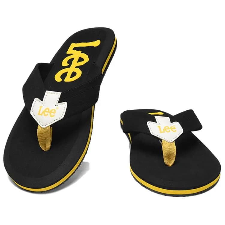 Lee EVA Rubber Sole Stitching Slip Resistant Flip Flops Men's Black 5