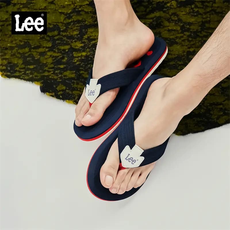 Lee EVA Rubber Sole Stitching Slip Resistant Flip Flops Men's Black 27