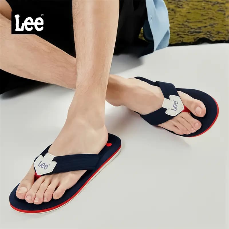 Lee EVA Rubber Sole Stitching Slip Resistant Flip Flops Men's Black 26