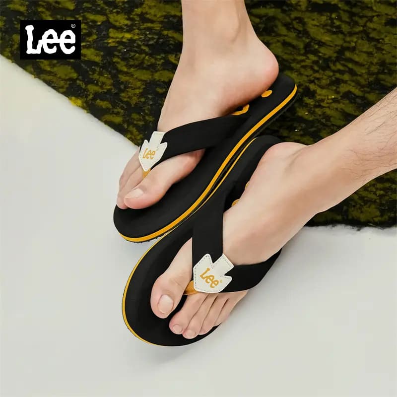 Lee EVA Rubber Sole Stitching Slip Resistant Flip Flops Men's Black 6