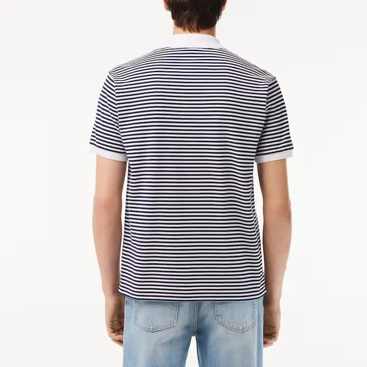LACOSTE Stripe Qısaqol Polo Yaxa Köynək Kişi Göy 3
