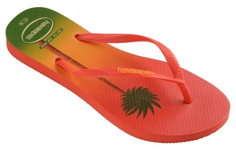 Havaianas Slip-Resistant Flip Flops Women's Orange-Green 2