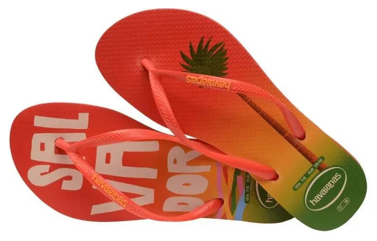 Havaianas Slip-Resistant Flip Flops Women's Orange-Green 3