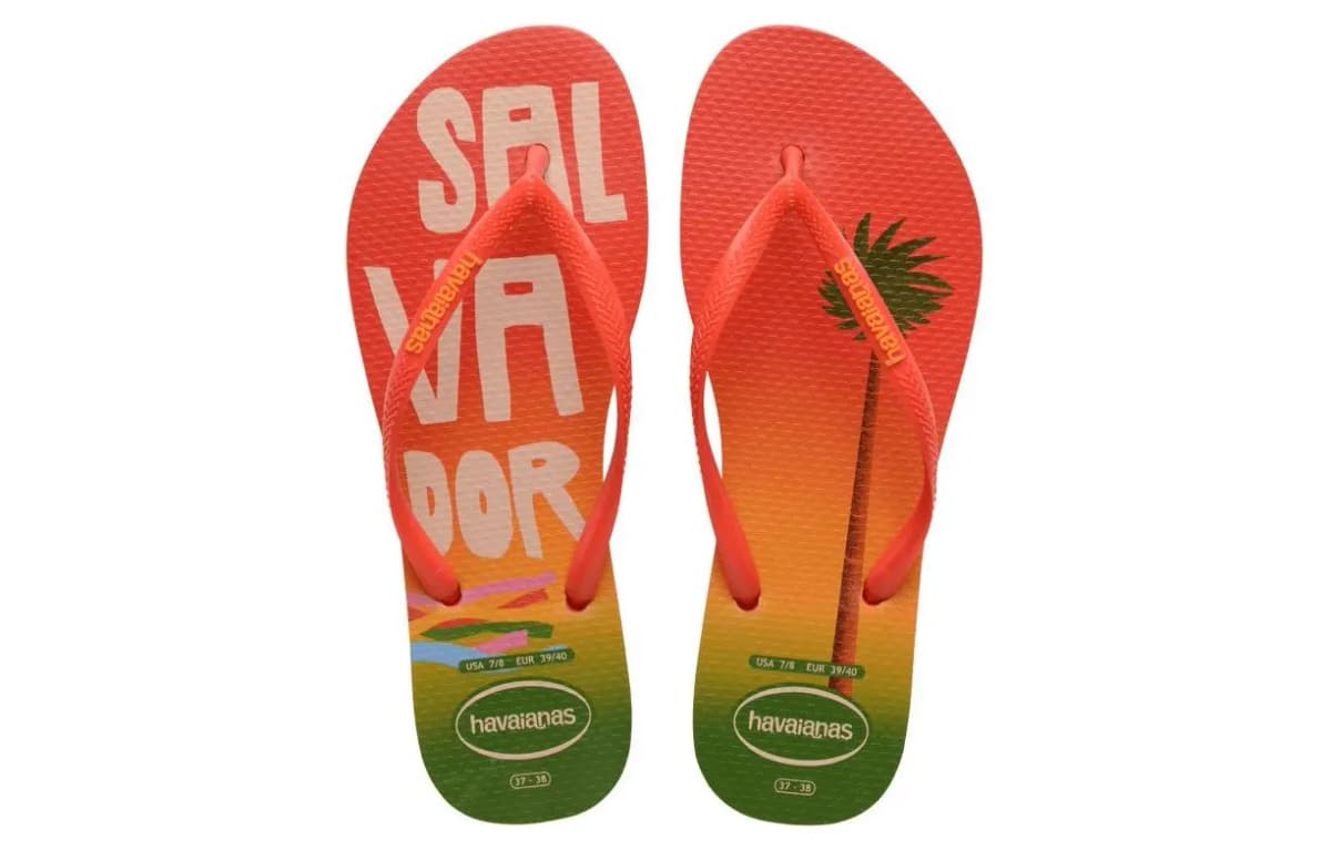 Havaianas Slip-Resistant Flip Flops Women's Orange-Green 4