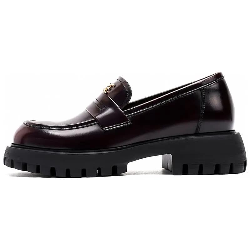 ELLE Leather French Style Loafers 4cm Women's 4