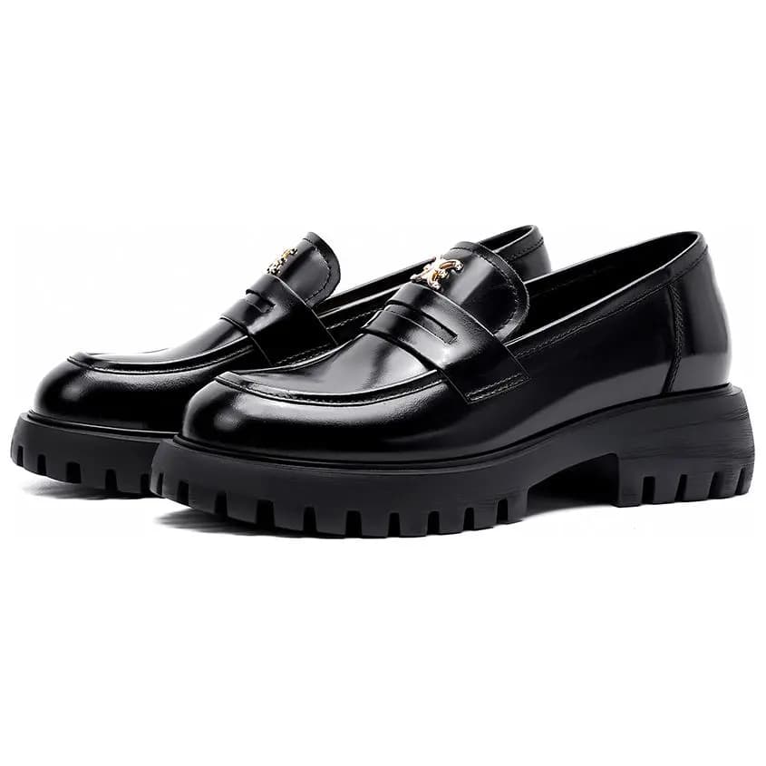 ELLE Leather French Style Loafers 4cm Women's 2