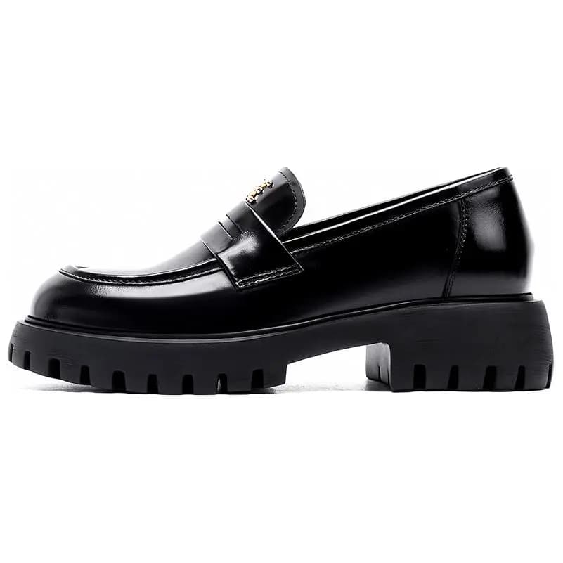 ELLE Leather French Style Loafers 4cm Women's